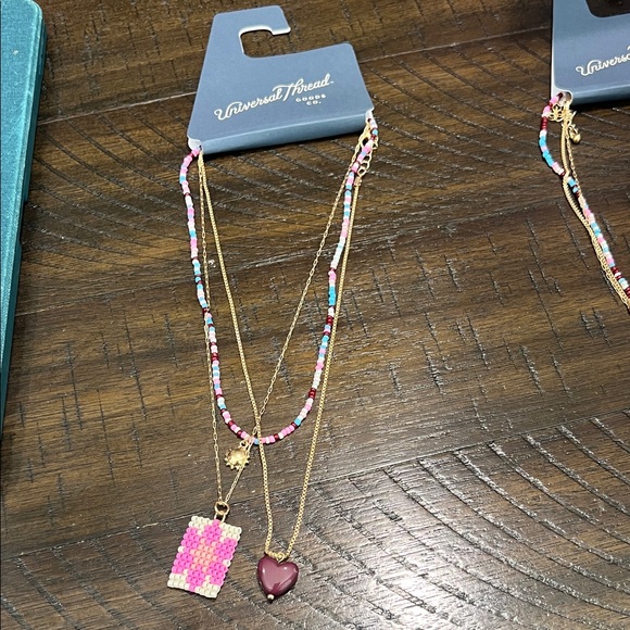 Universal Thread Pink and Gold Beaded Necklace Set - Picture 1 of 4